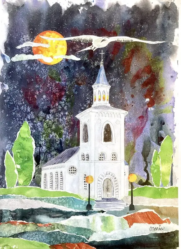 ”Otterstads kyrka” Konsttryck av Maria Landin