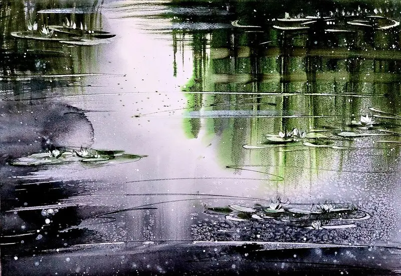 Akvarell Like little dots of light av Ann-Sofie Eriksson