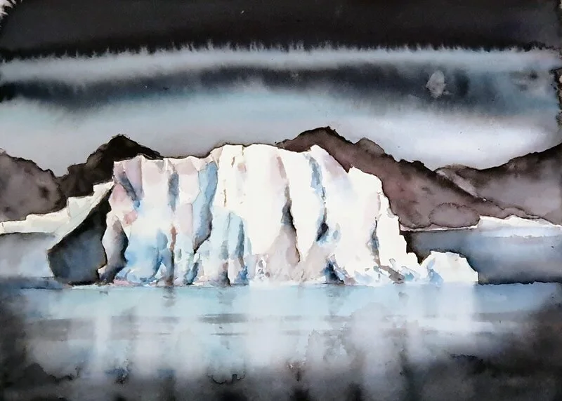 Akvarell Toppen av ett isberg, inspirerad av Björn Bjernström av Into Särkelä