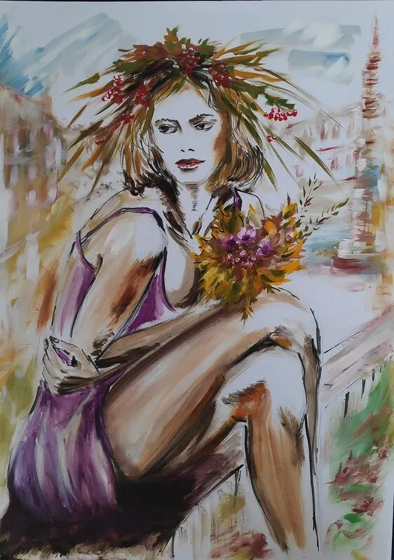 Girl in a Flower Wreath av Igor Fominykh