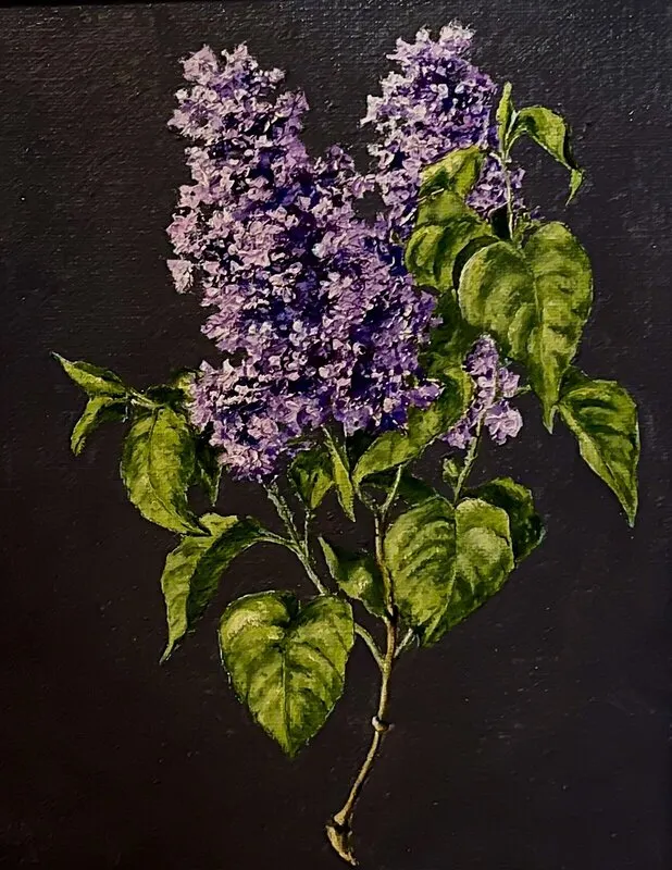 Oljemålning En gren av syrenen av Helen Boreson Holmberg