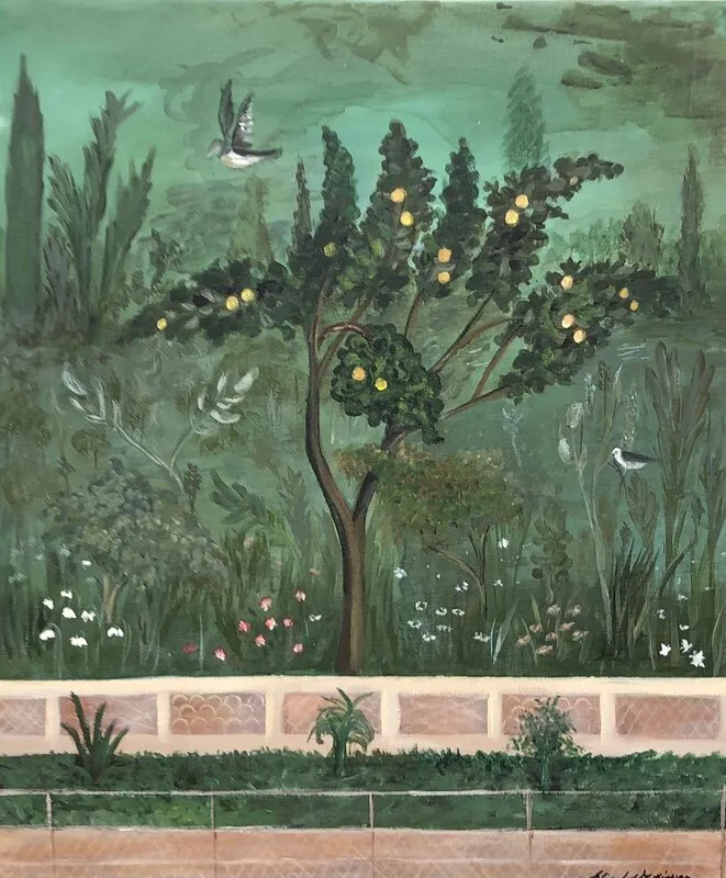 Akrylmålning Paradiset. Triptyk del3. av Elisabet Mattiasson