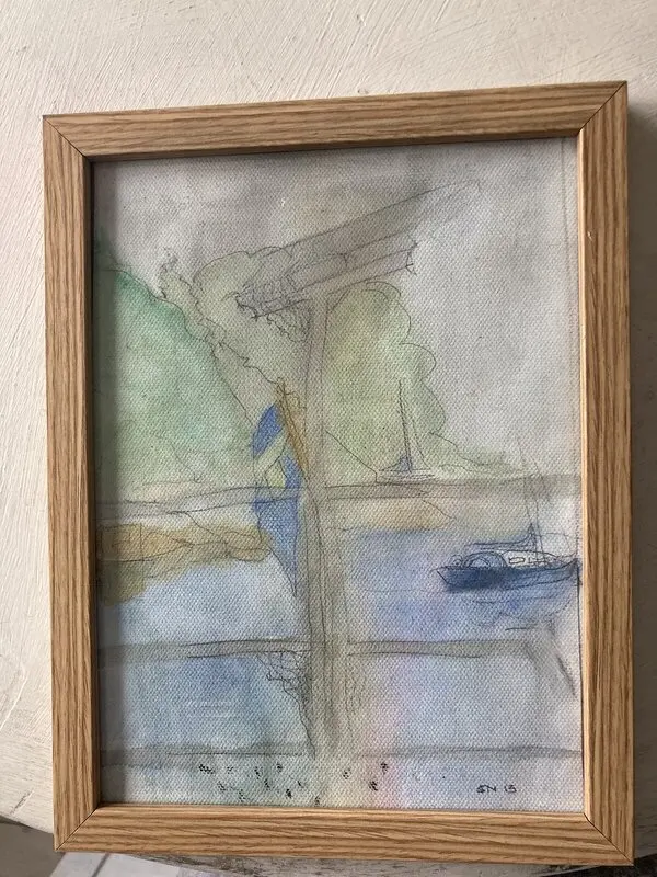 Akvarell Skiss på hav av Sol-Britt Nygård