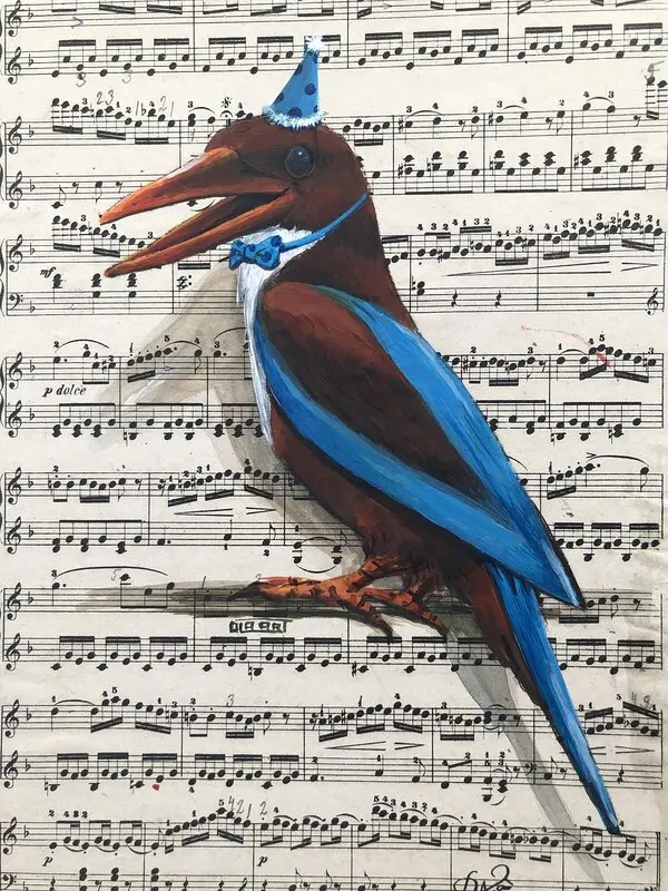 Akrylmålning Singingbird - Male av Ola Art