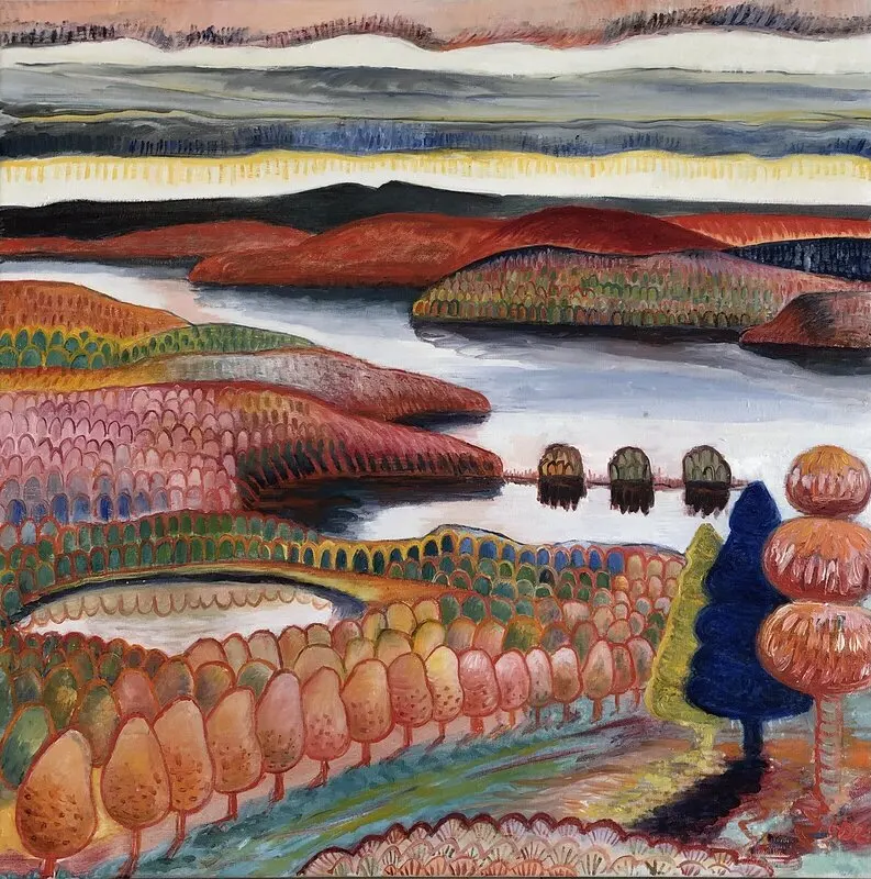 Oljemålning Bjurs o Rogen från Bjursås av Hanna Dahlbäck