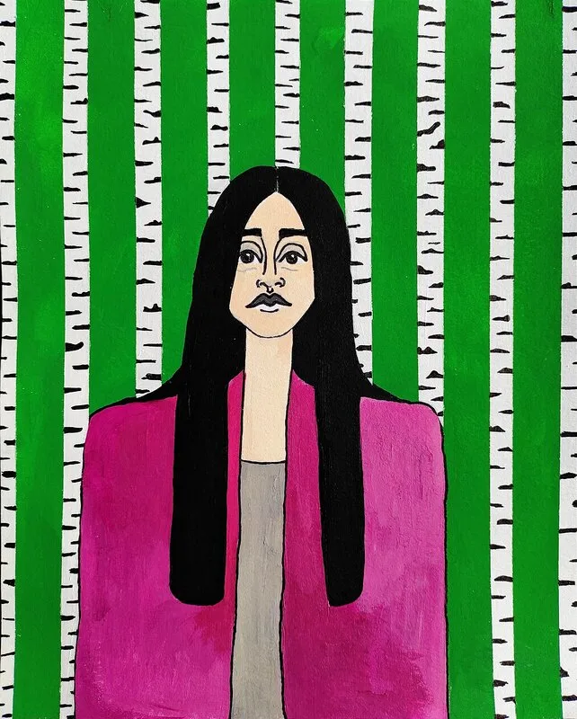 Akrylmålning I björkskogen av Elin Larsson