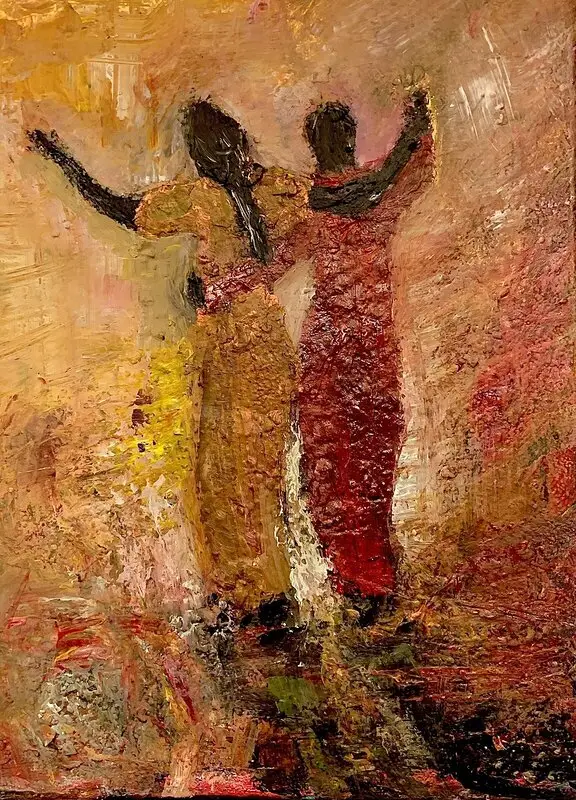 Akrylmålning Bästa vänner av Gunilla Palusa