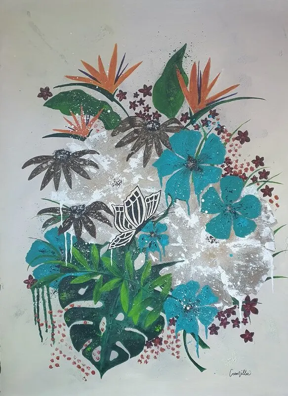Akrylmålning Blomster av Camilla Schöllin Snygg
