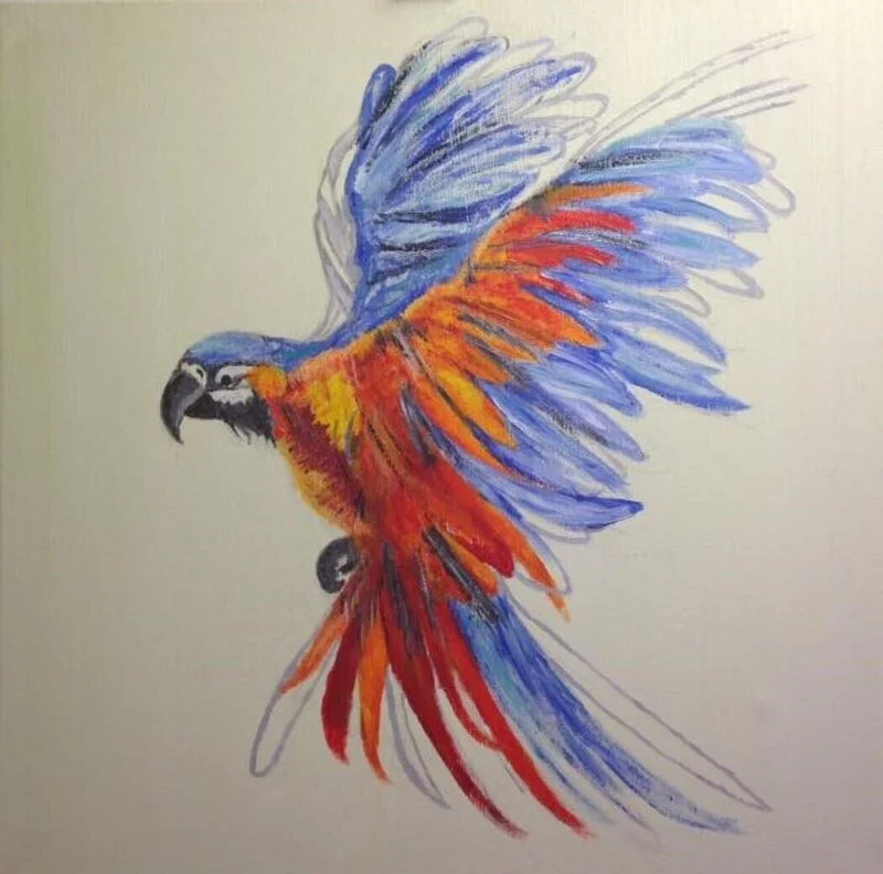 Akrylmålning Ara av Elisabeth Högosta