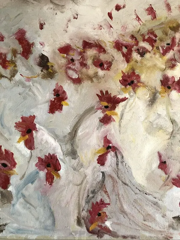 Oljemålning Höns av Jens Sandegaard