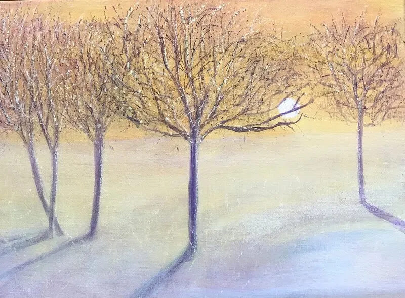 Akrylmålning Vårvinter av Lenitha_art