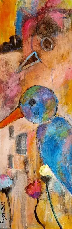 Akrylmålning Mickan av Birgitta Jonsson Bijon Art