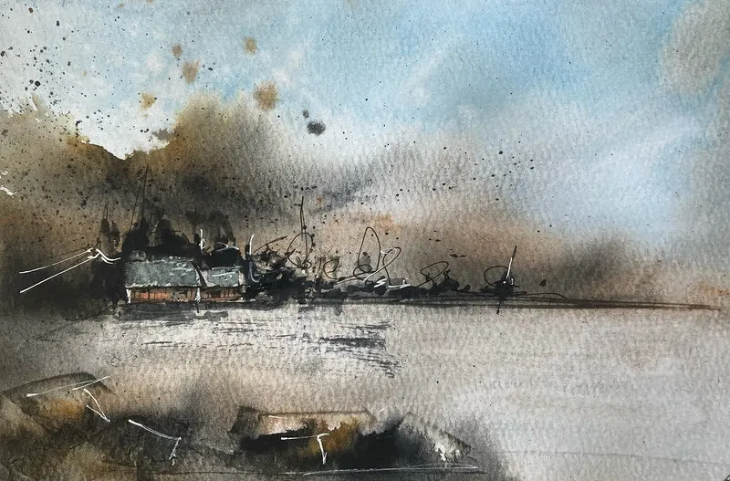 Akvarell Höga Kusten #6 av Anders Peter Bäckström