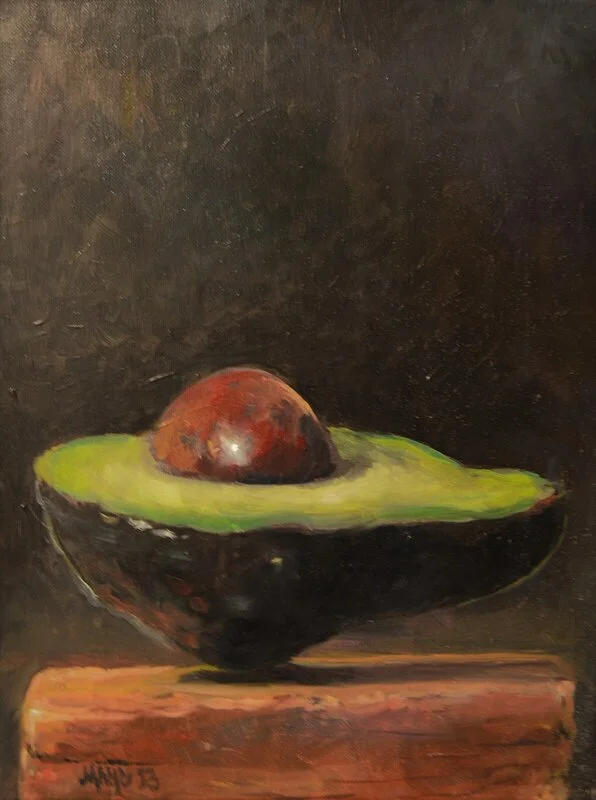 Oljemålning Study Avocado 1 av Miguel Habana Castro