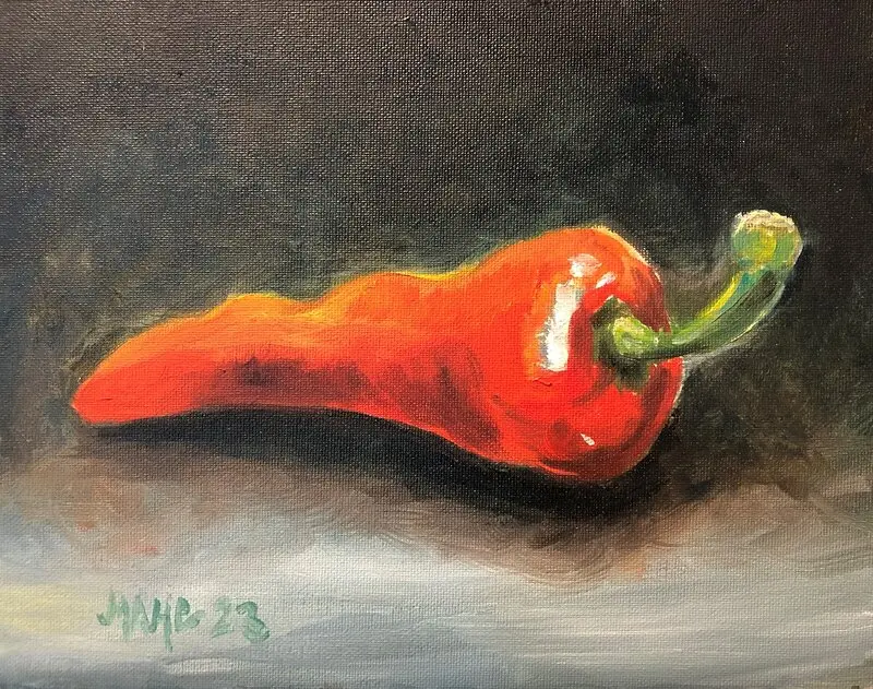 Oljemålning Study Chilli 2 av Miguel Habana Castro
