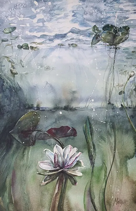 Akvarell Älgmums, inkl ram av Molly, Monika Hellgren