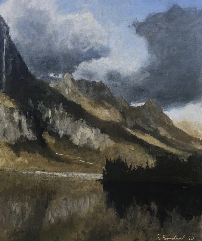 Akrylmålning Stämningsfullt fjordlandskap av Kevin Parnebrant