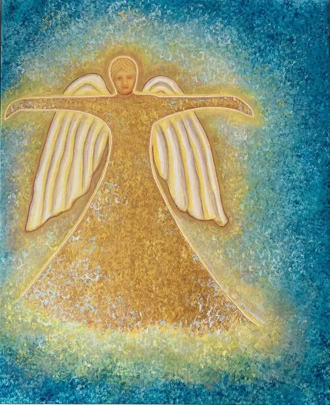 Akrylmålning Möte med en ängel av Catharina Johansson Söderström