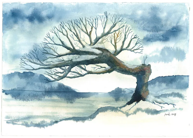 Akvarell Such a long winter av Rachelle Navarro Åstrand