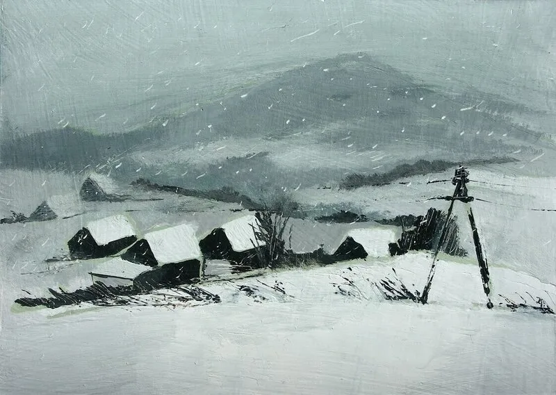 Oljemålning Winter av Karina Zawadzka