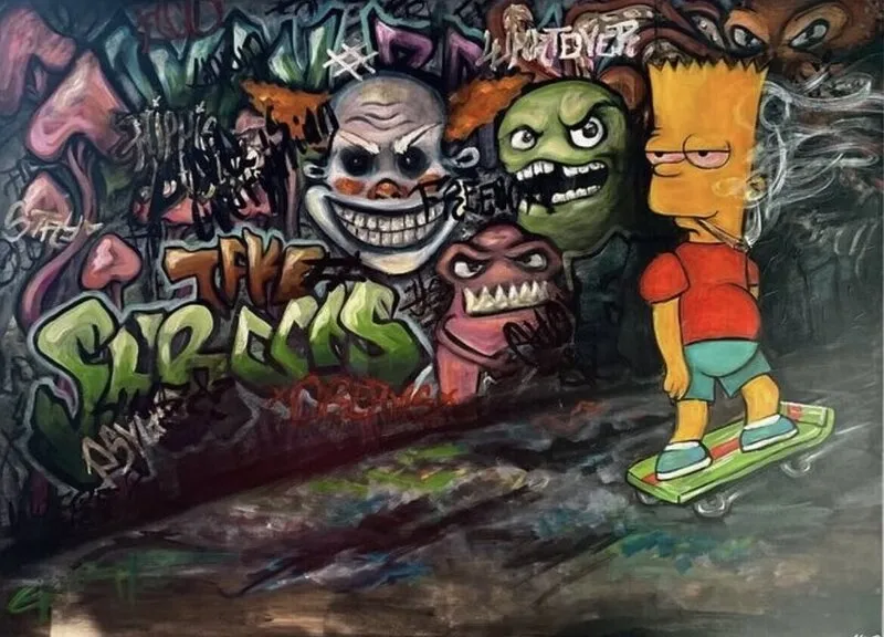 Akrylmålning Bart Simpson av Ylva Engquist Svensson