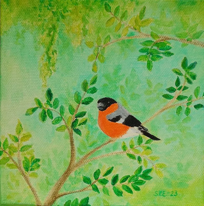 Akrylmålning Besökaren av Sigrid Ehrenberg