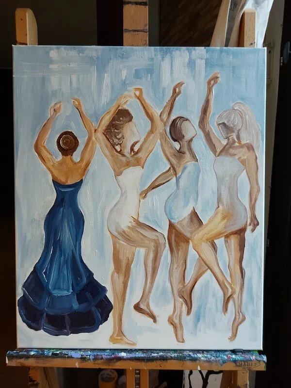 Akrylmålning Lärlingar av Lisa Brunelius