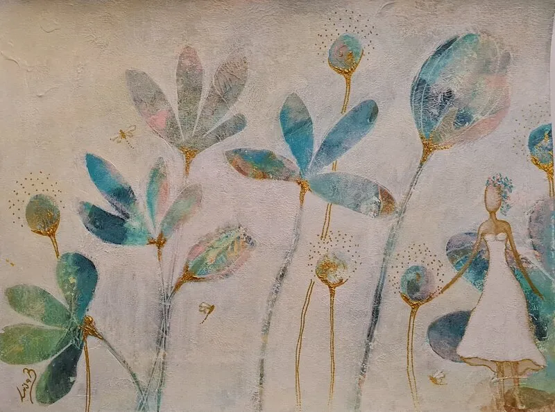 Akrylmålning Magiska blommor 2 av Liselotte Blomberg