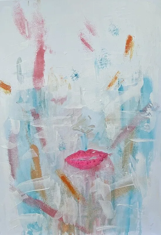 Akrylmålning Behind these closed eyes lies a wild rollercoaster of dreams av Jasmine Herhold