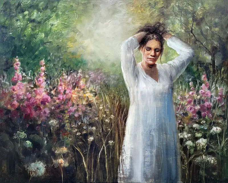 Oljemålning Morning stillness av Malin Östlund