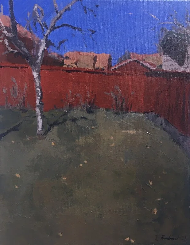 Akrylmålning Motiv från Gamla Linköping av Kevin Parnebrant