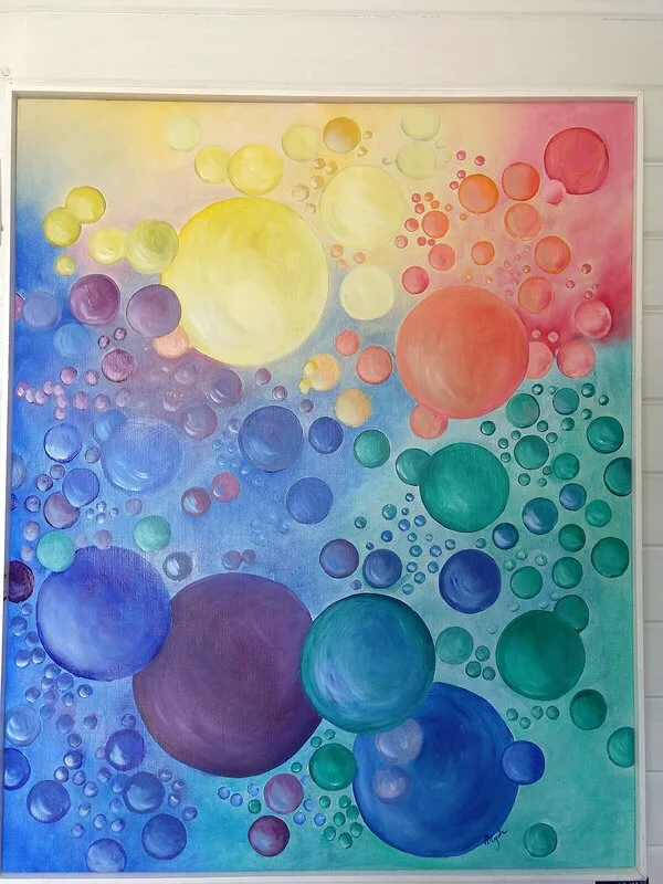 Oljemålning Lyckobubbel av Malgorzata Rydz Svemark