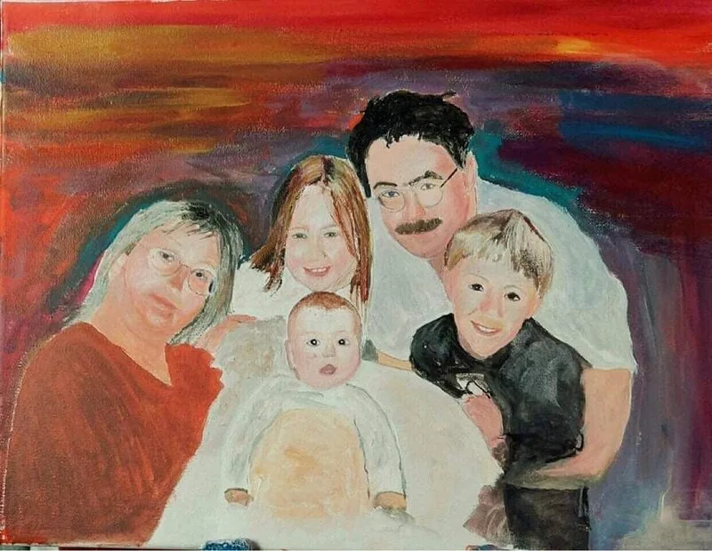 Akrylmålning Portrait av Mohammad Ali Qasimi