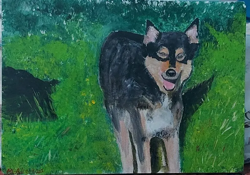 Akrylmålning Dog av Mohammad Ali Qasimi