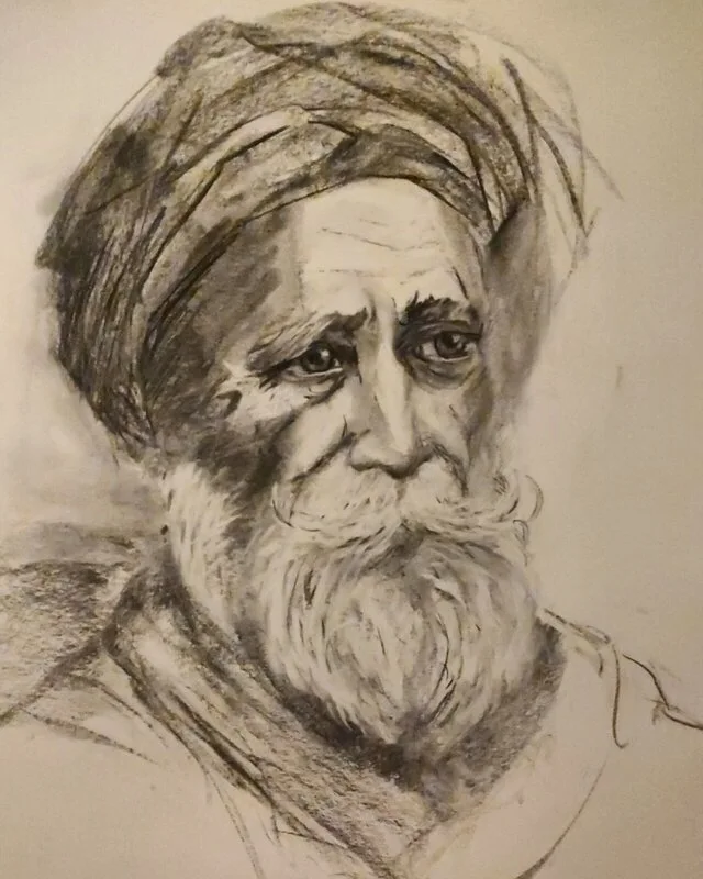 Ottoman portrait, charcoal av Tinn Golubovic