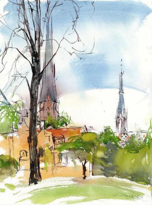 Akvarell I Uppsala av Olga Sternyk