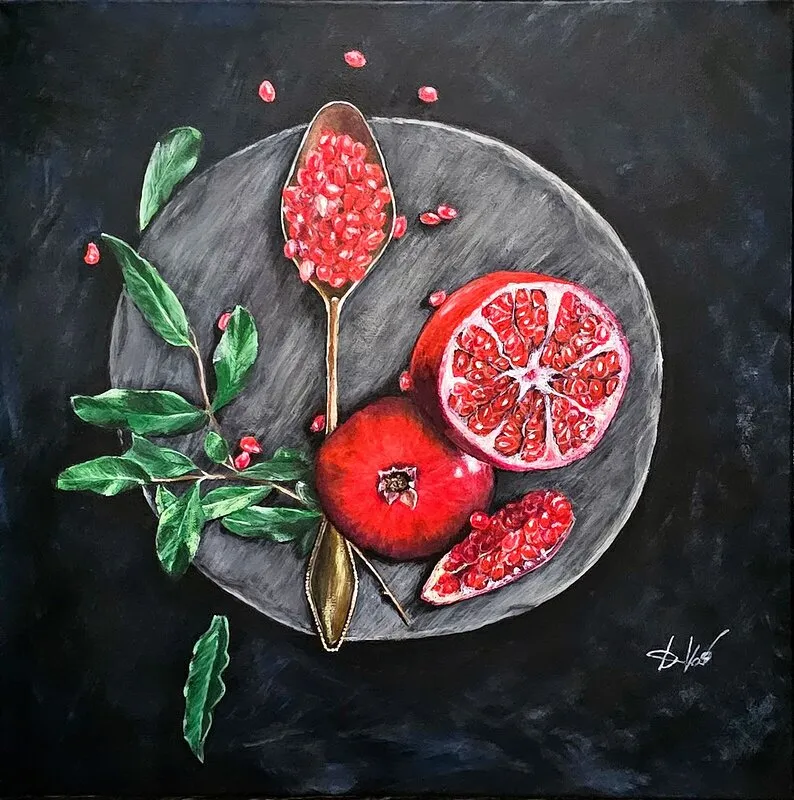 Akrylmålning Pomegranate av Dina Vaga