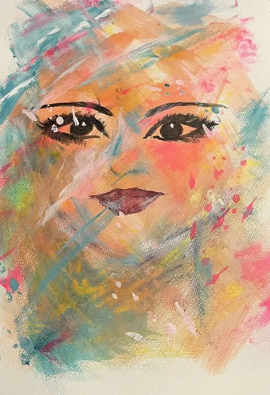 Akrylmålning Colorful woman ll av Amie Norrman Söderman