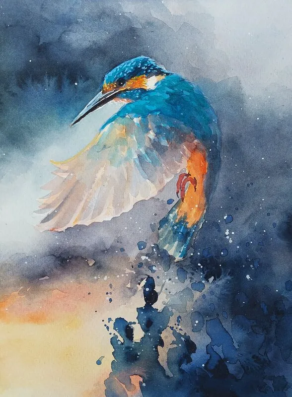 Akvarell Kungsfiskare II av David Forslund