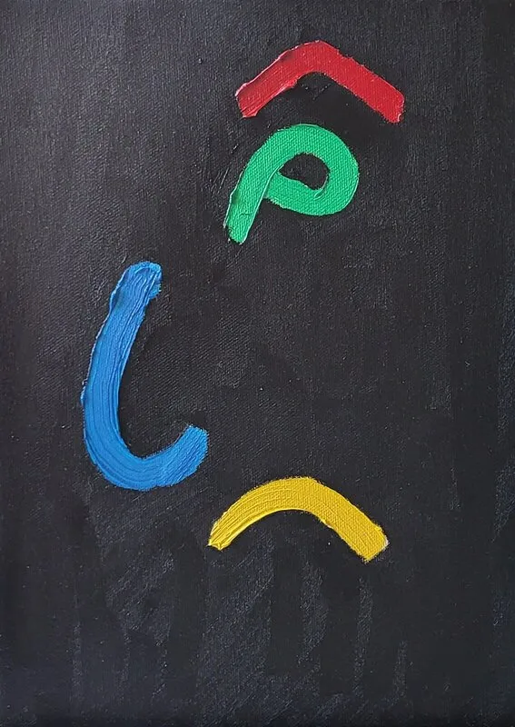 Oljemålning Ansikte (arg) #2 av Robin Funck