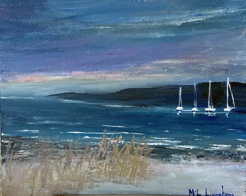 Akrylmålning Natthamn av Marie-Louise Ljungberg