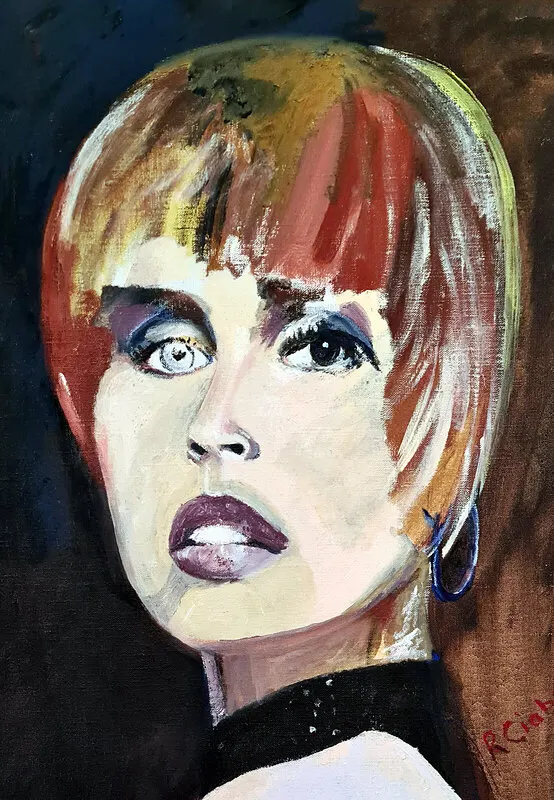 Oljemålning Flicka med olikfärgade ögon av Robert Ciabatti