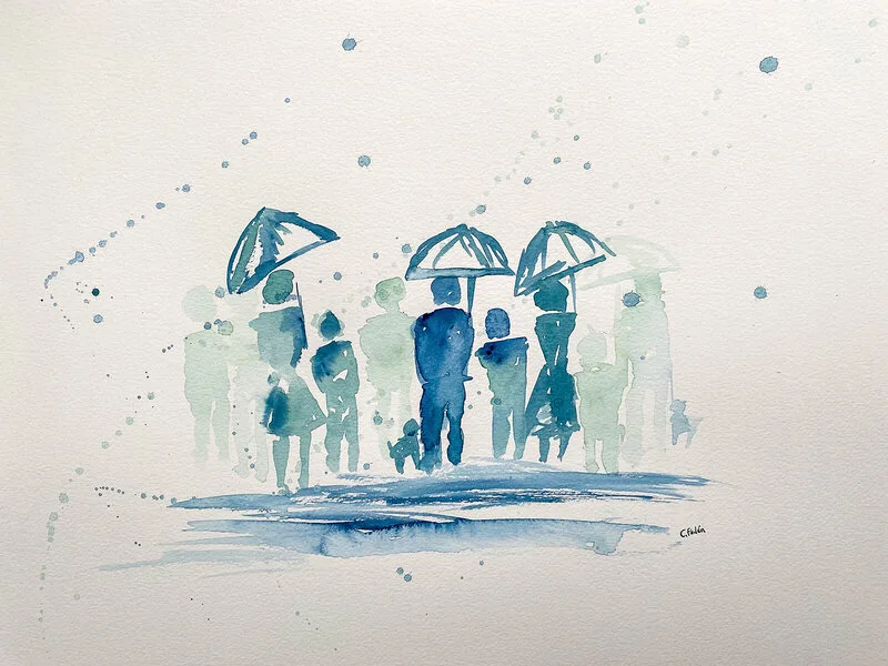 Akvarell De två herrarna av C. Flodén