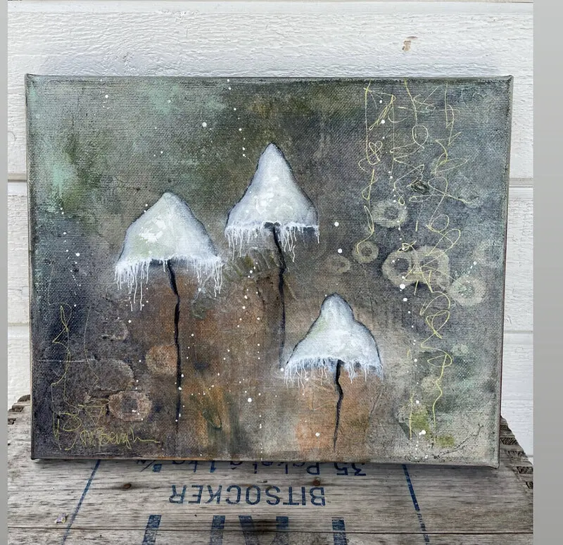 Akrylmålning Mini - Flying to the moon I av Monica Berglin