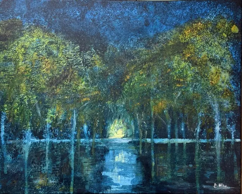 Akrylmålning Secret garden II av Birgitta Eriksson