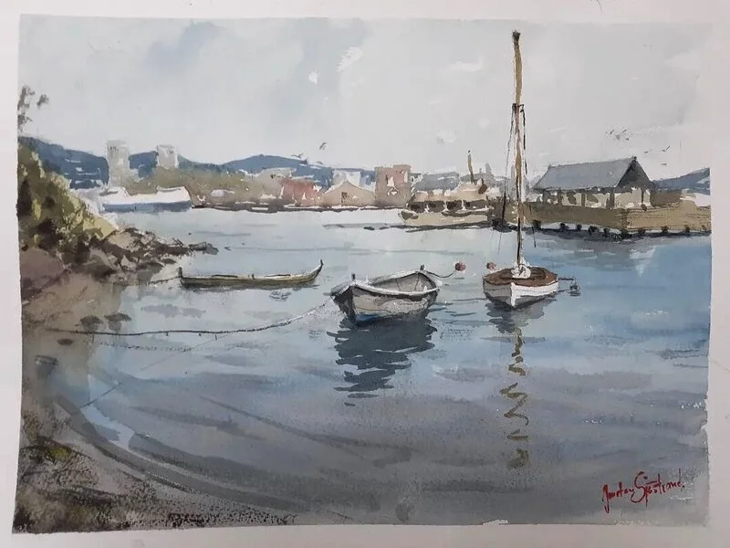 Akvarell Fjorden av Jonatan Sjöstrand