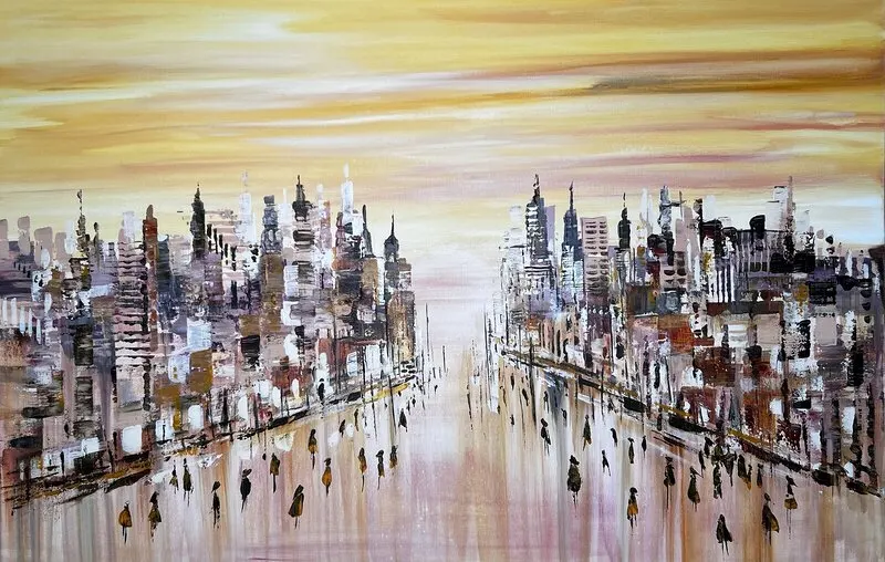 Akrylmålning Plaza Venice av Anne-lee Andersson