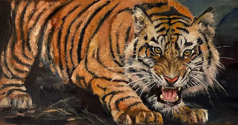 Oljemålning Tiger II av Hans Ekbladh