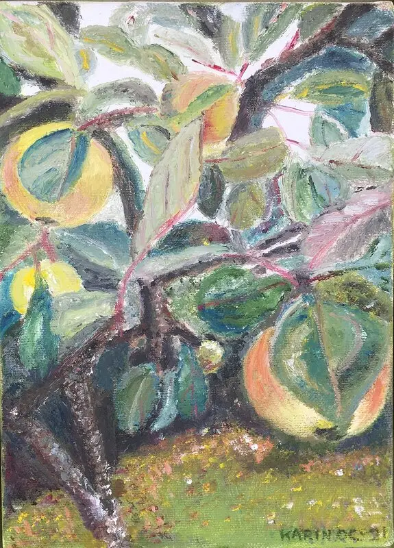 Oljemålning Äpple av Karin Olander Carlson
