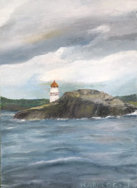 Oljemålning St Olovs fyr nedre av Karin Olander Carlson